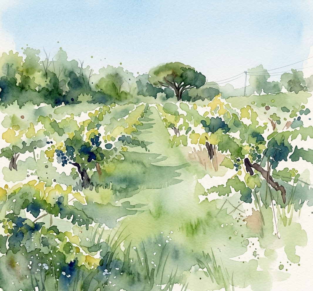 Vinya aquarel·la mediterrània